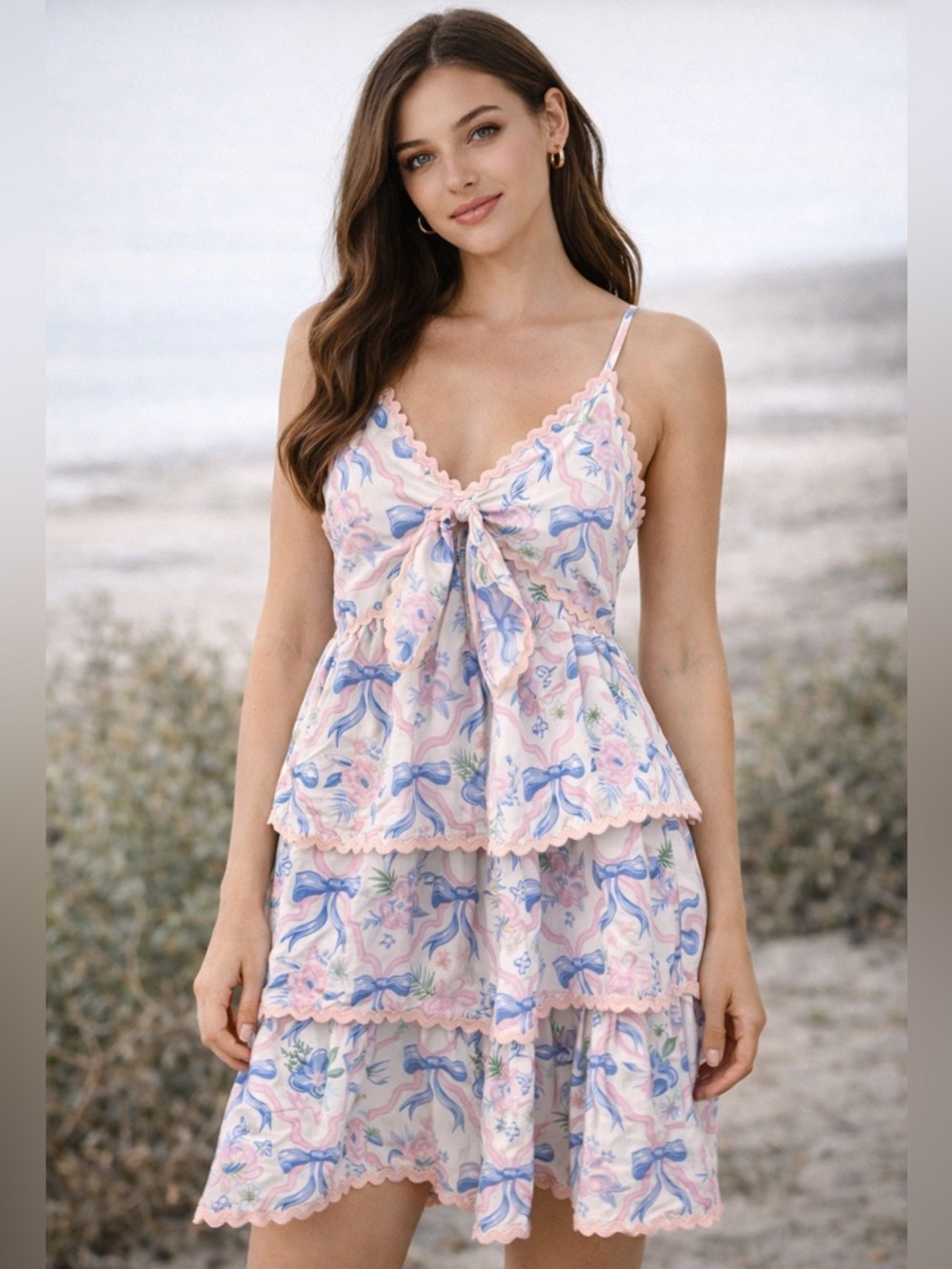 Simple Southern Pink & Blue Tiered Babydoll Dress